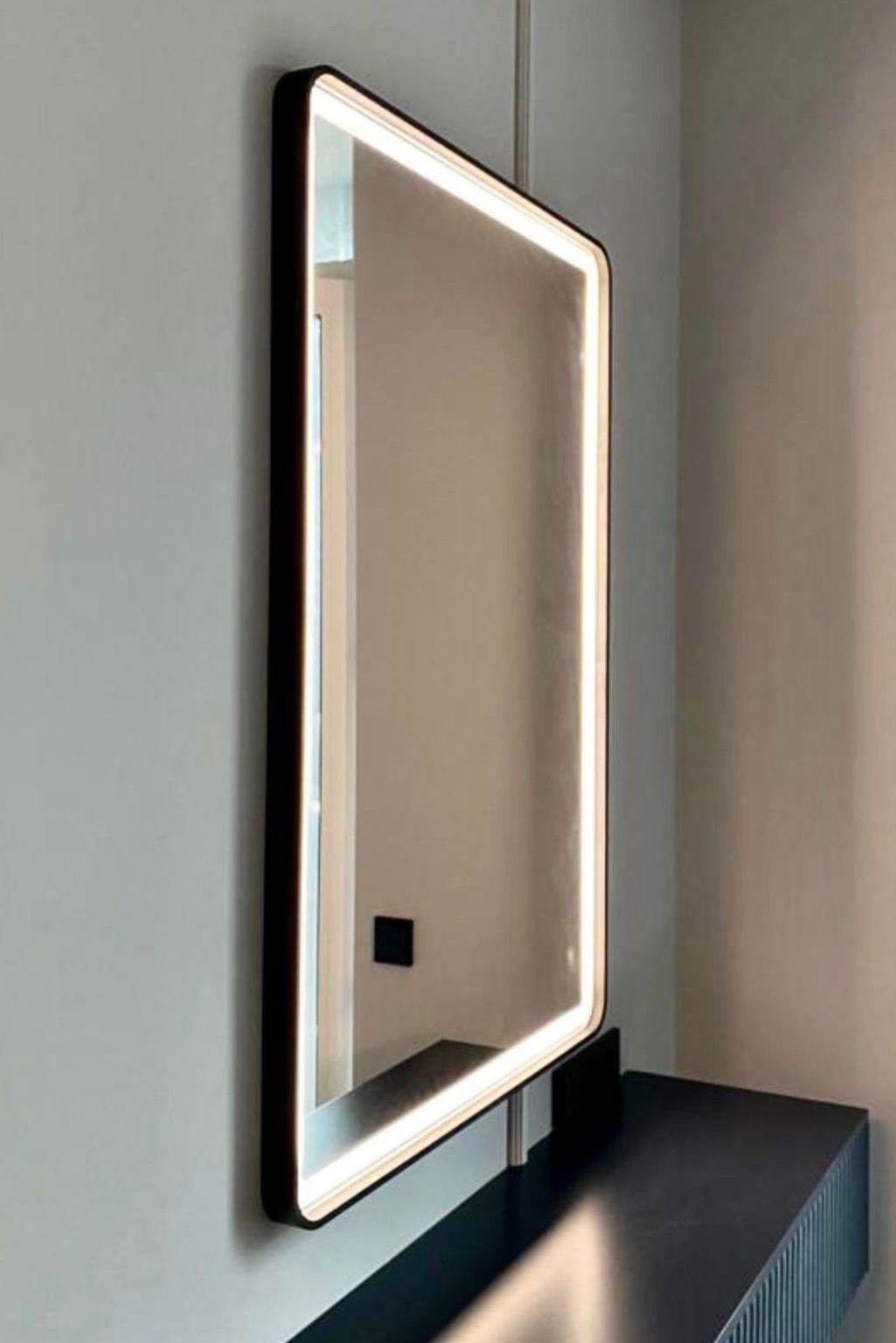 LED Mirror With Black Pvd Frame | Bathroom Mirror - Mirrorwalla