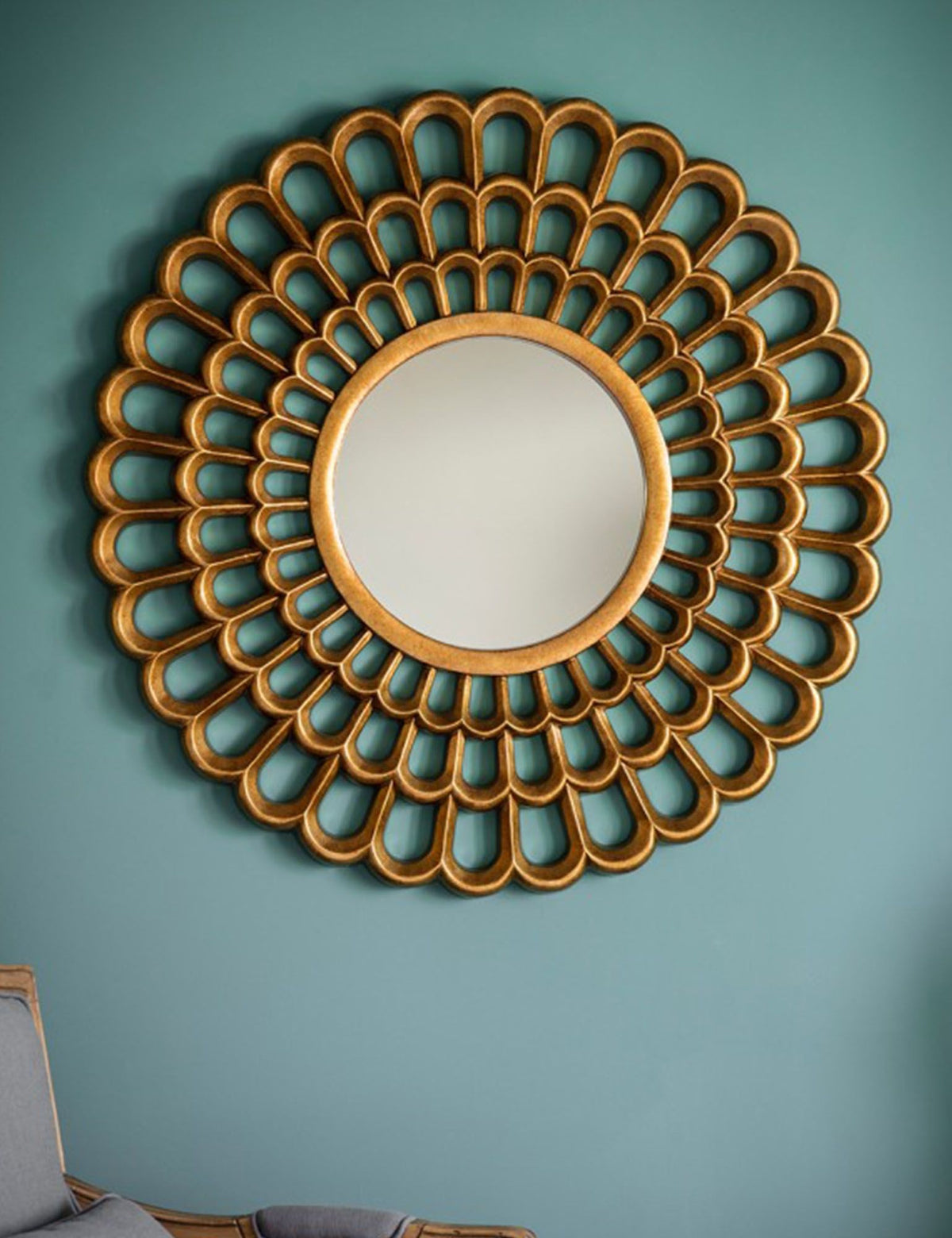 Golden net decorative mirror
