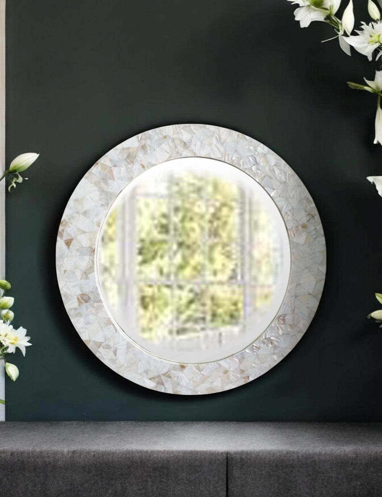 White MOP Ring Mirror - Mirrorwalla