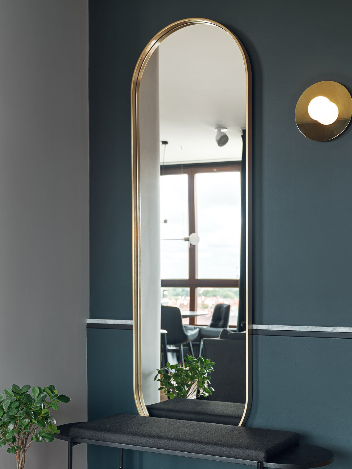 Glossy Gold Capsule Long Mirror