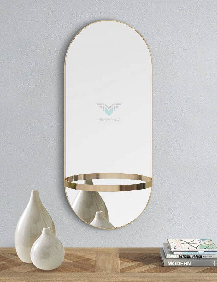 Glossy Capsule PVD Mirror With Shelve - Mirrorwalla