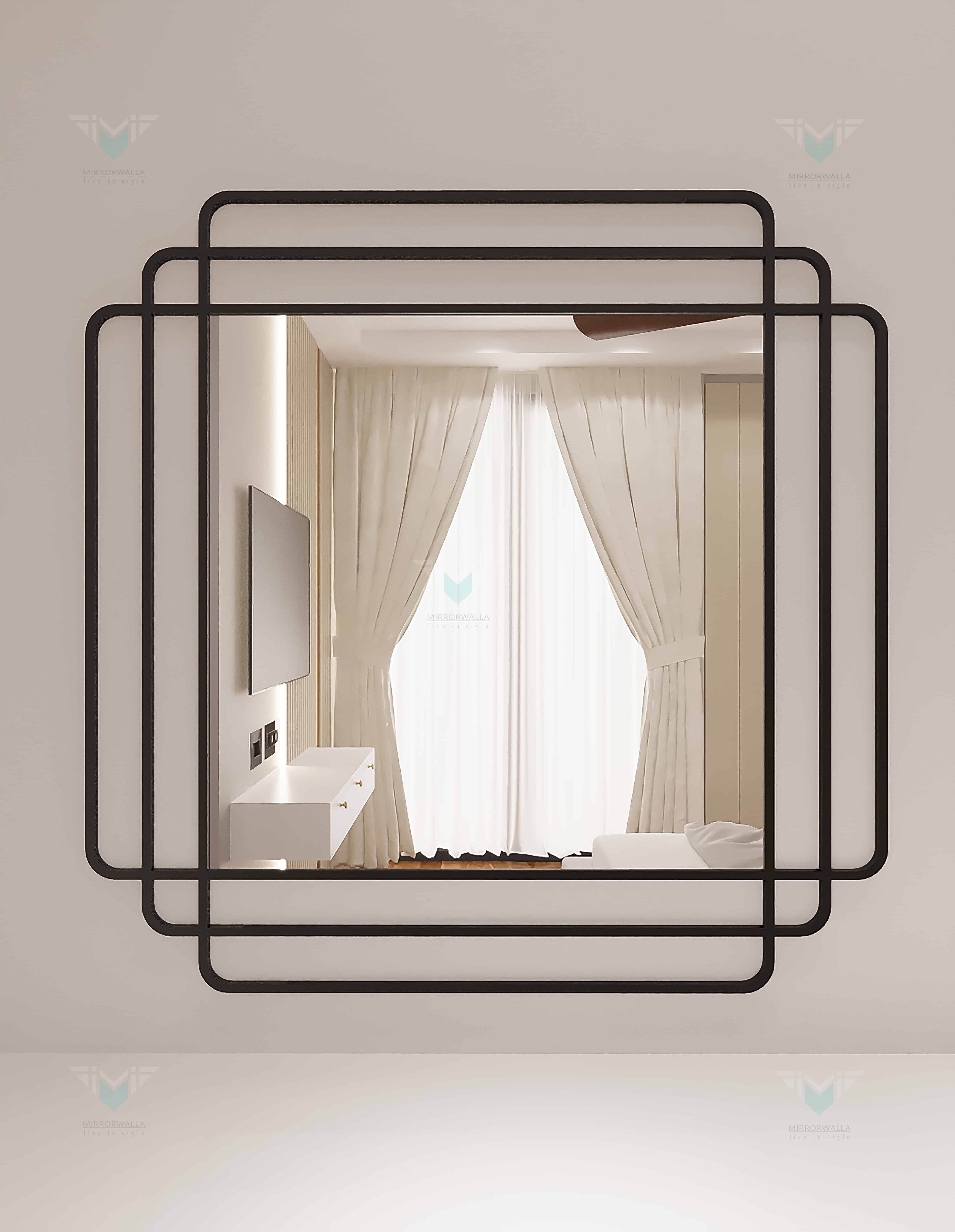 Three Lines Metal Dc Mirror - Mirrorwalla