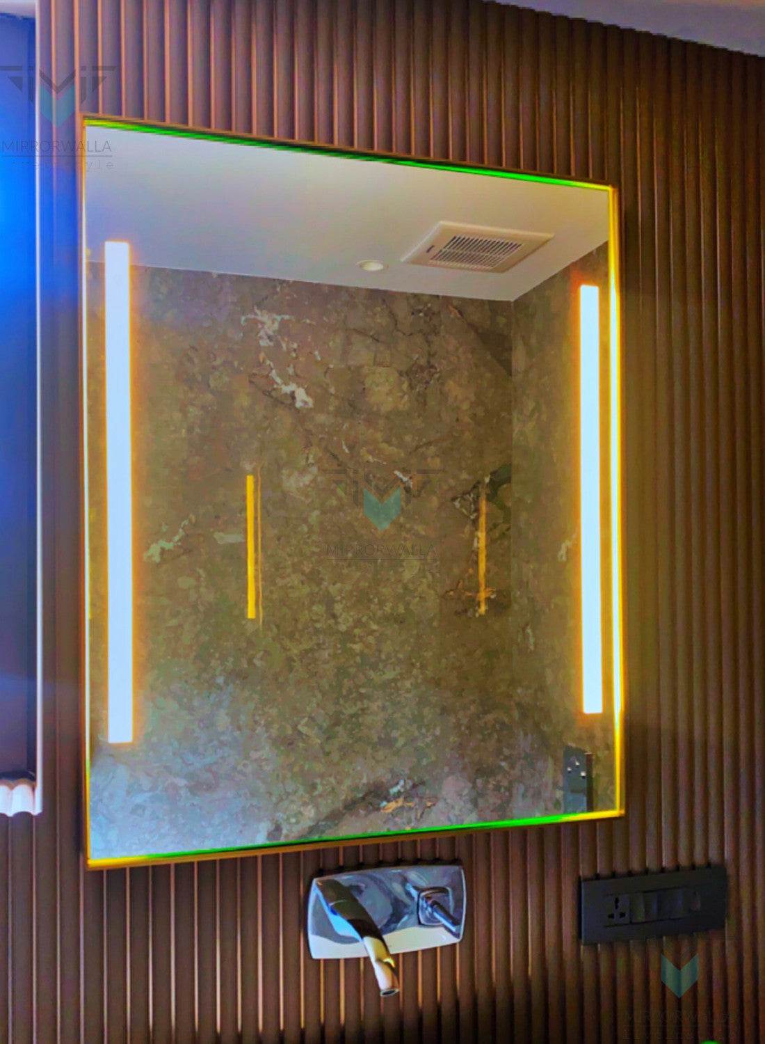 Dozzy Brass Pvd Frontlit Led Mirror With Dfogger - Mirrorwalla