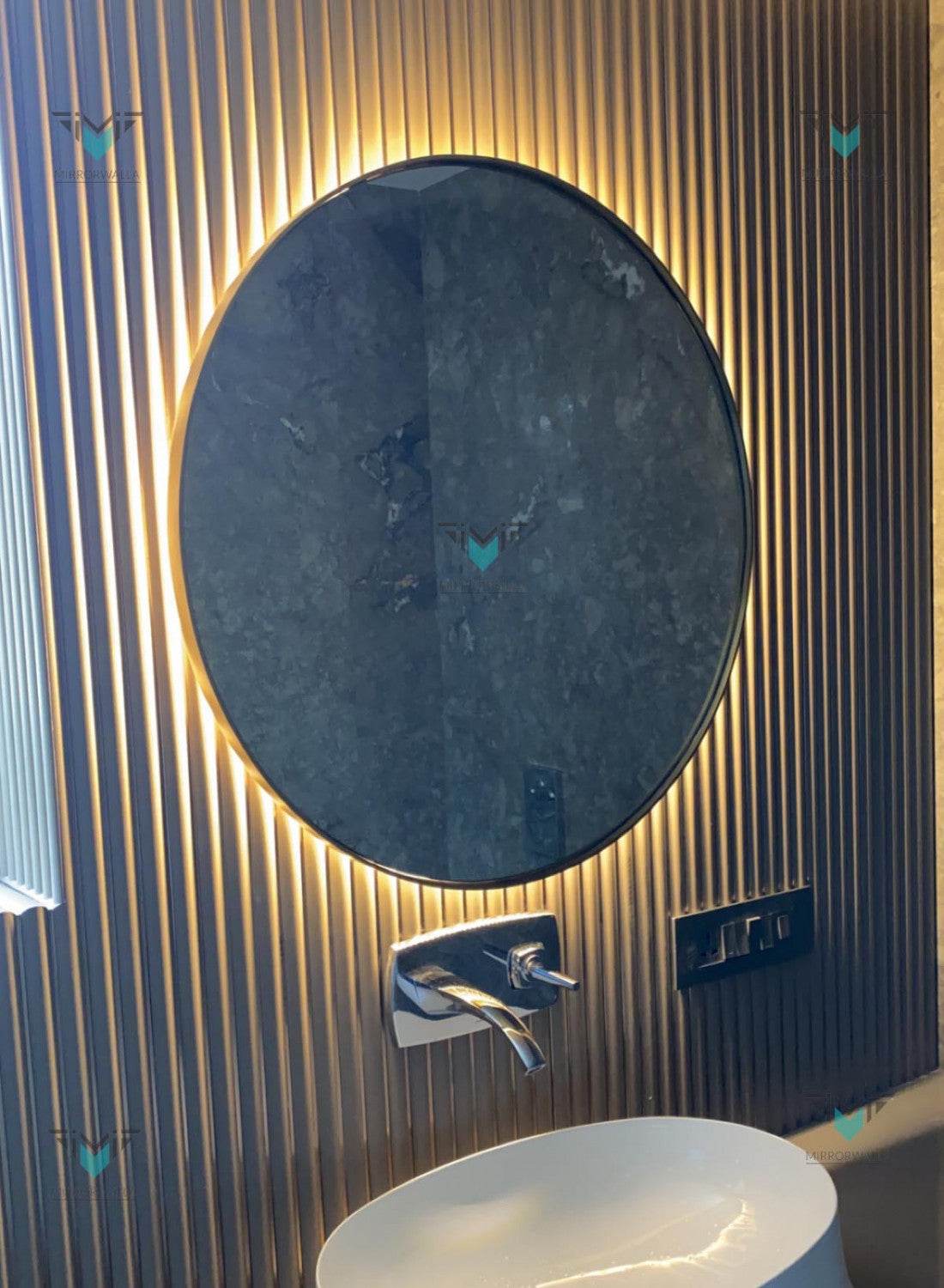 Nofa Round Brass Pvd Backlit Mirror - Mirrorwalla