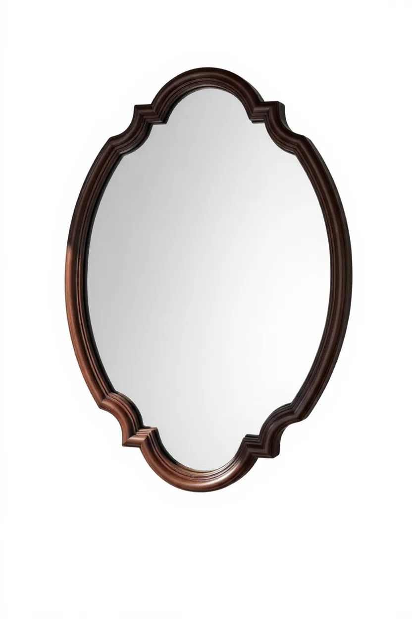 Italian teak brown decorative mirror