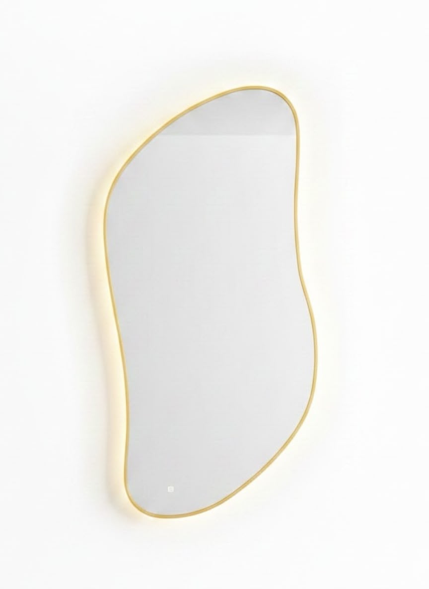 Rigo gold organic shape backlit mirror