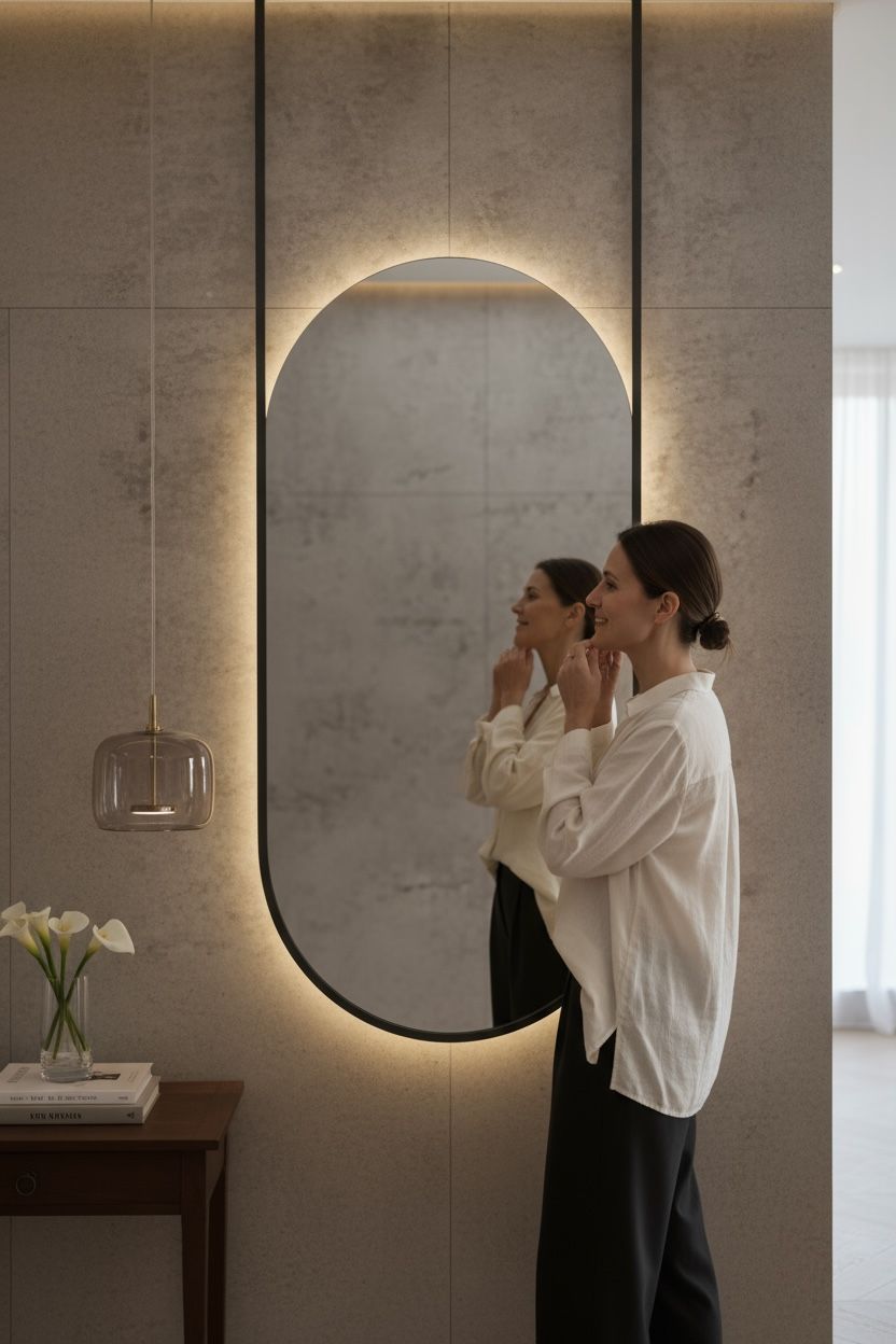 Q908 Black PVD suspended backlit mirror