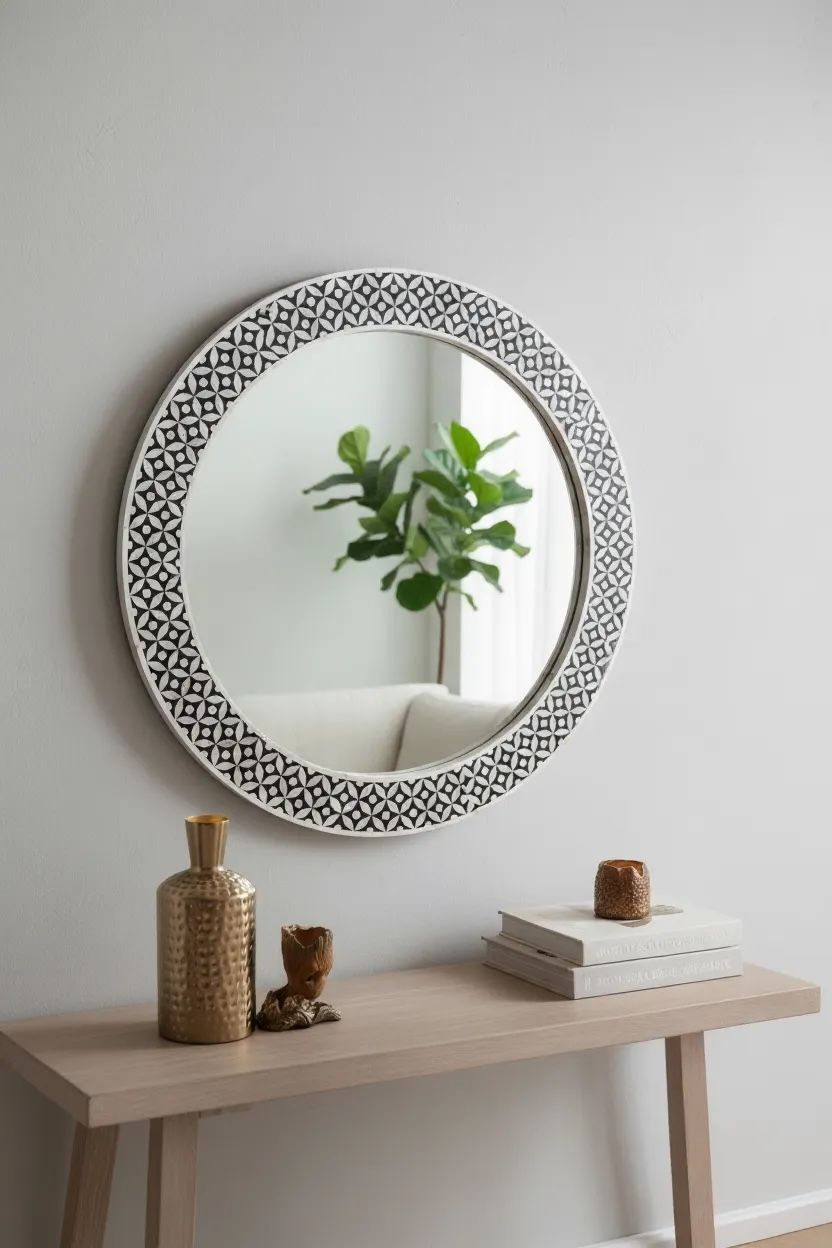 Mezine Mother of pearl round mirror