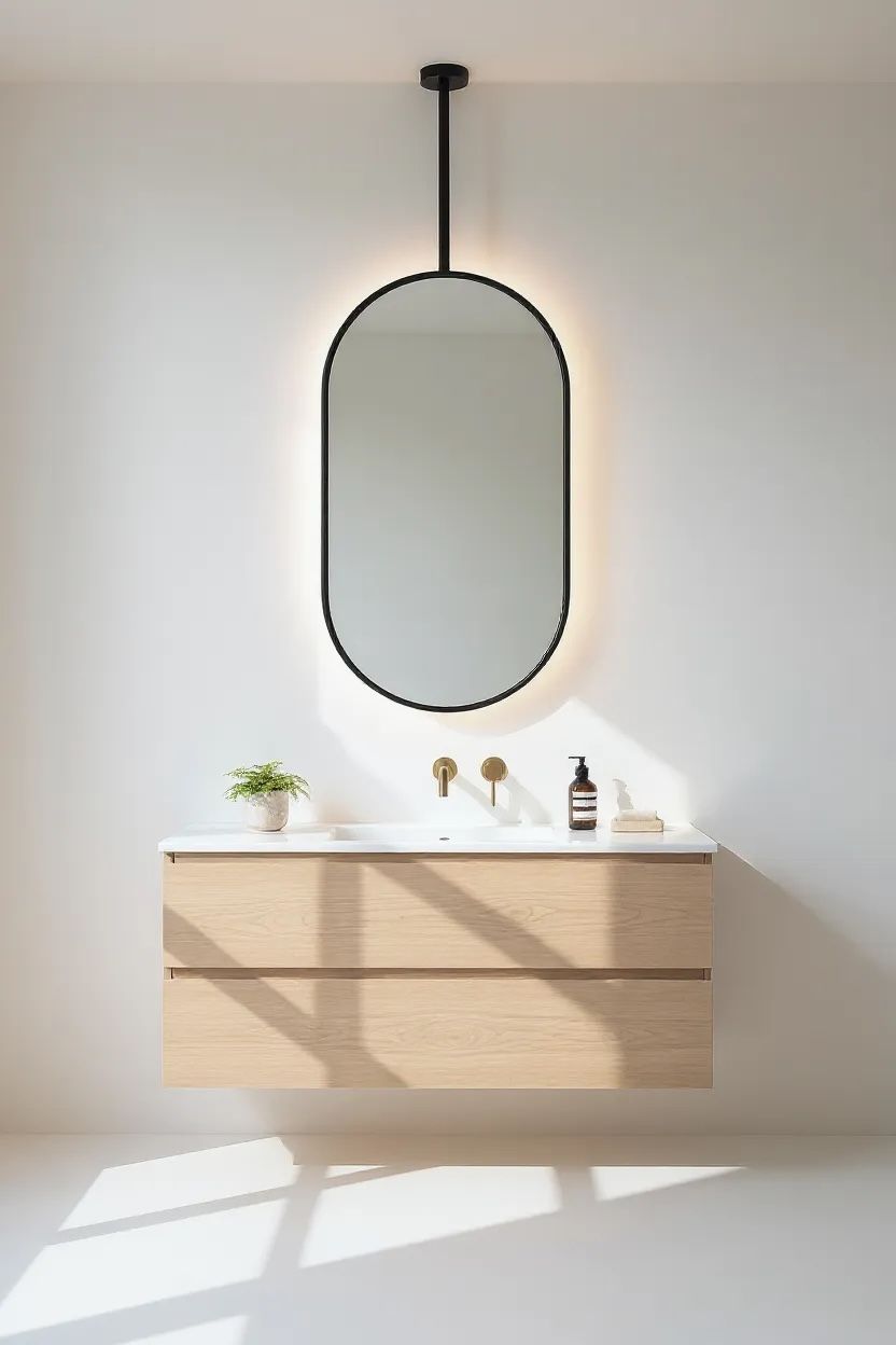Q9 Black capsule suspended backlit mirror