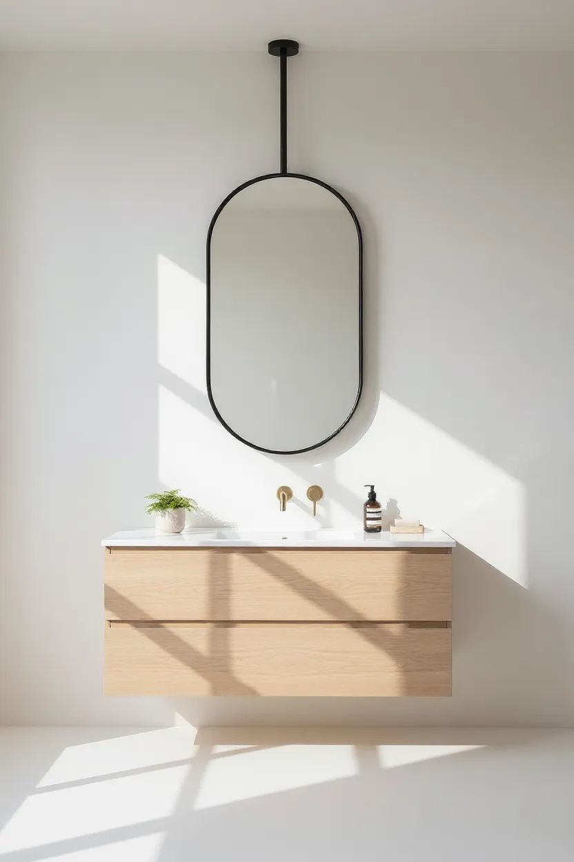 Q9 Black capsule suspended backlit mirror