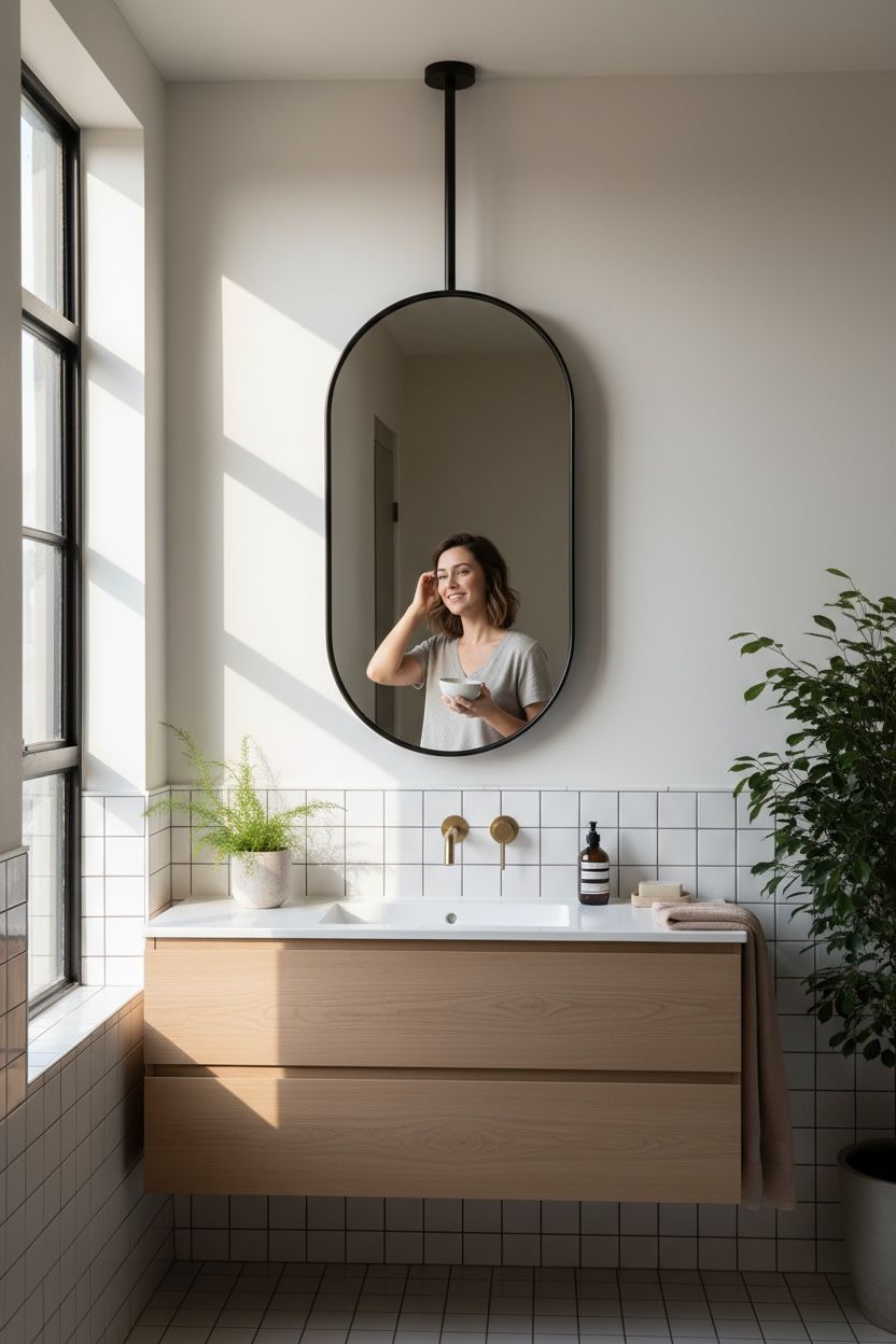 Q9 Black capsule suspended backlit mirror