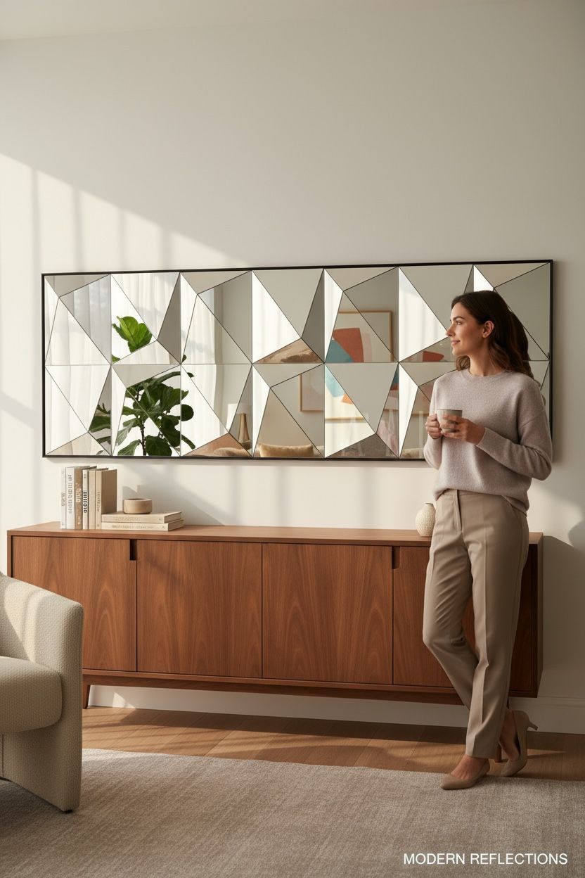 Black SS framed pyramid mirror