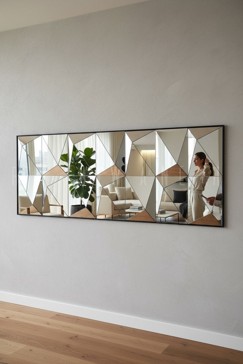 Black SS framed pyramid mirror