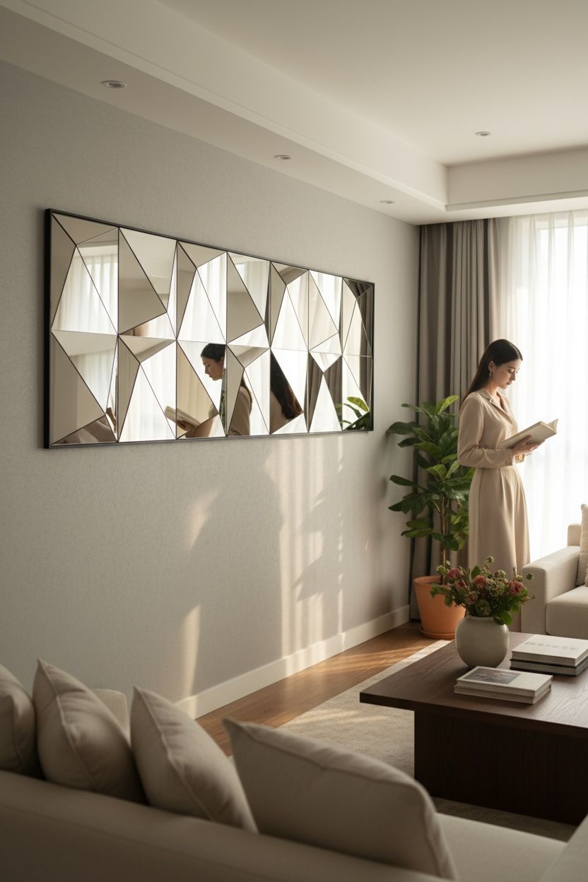 Black SS framed pyramid mirror