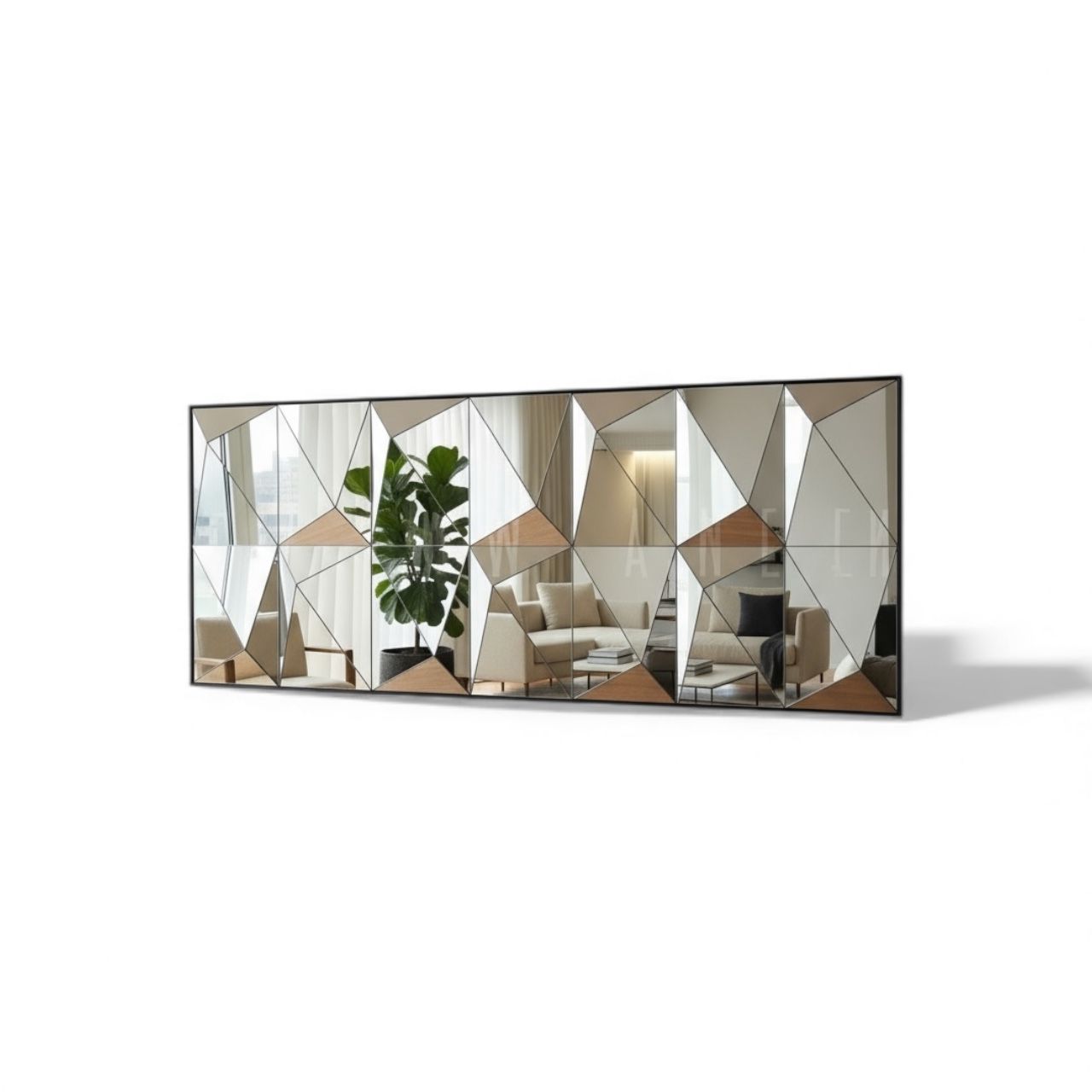 Black SS framed pyramid mirror