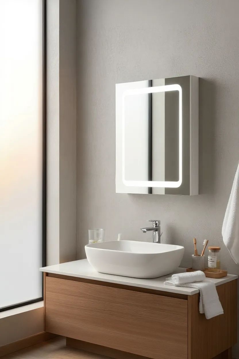 Jeny White MDF Bathroom Cabinet With Mirror