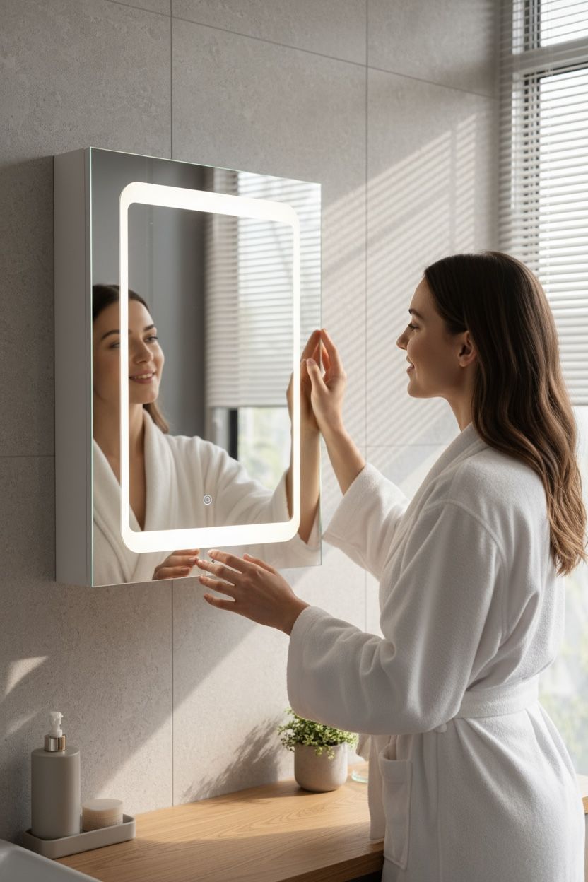 Jeny White MDF Bathroom Cabinet With Mirror