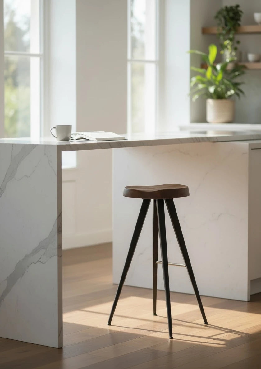 Moddy Wooden Bar Stool with Metal Legs