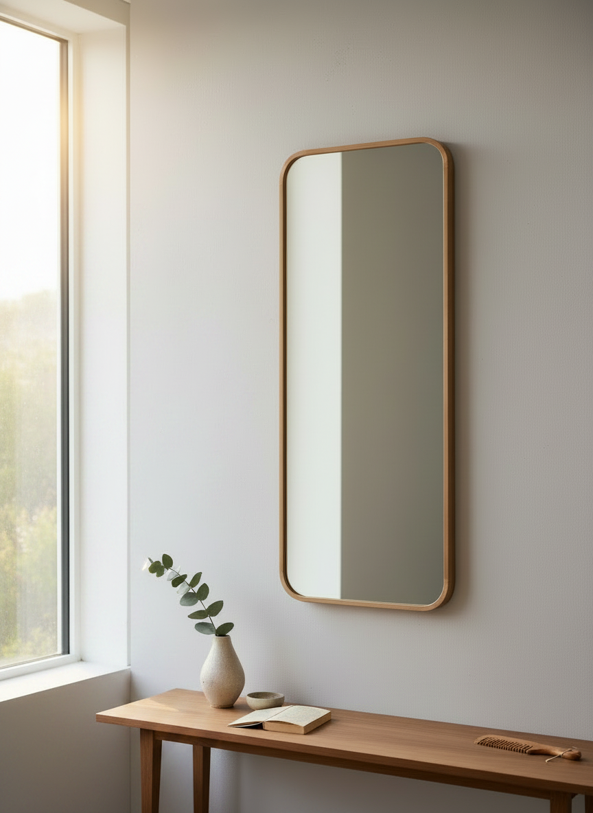 Teak wood recto full length mirror