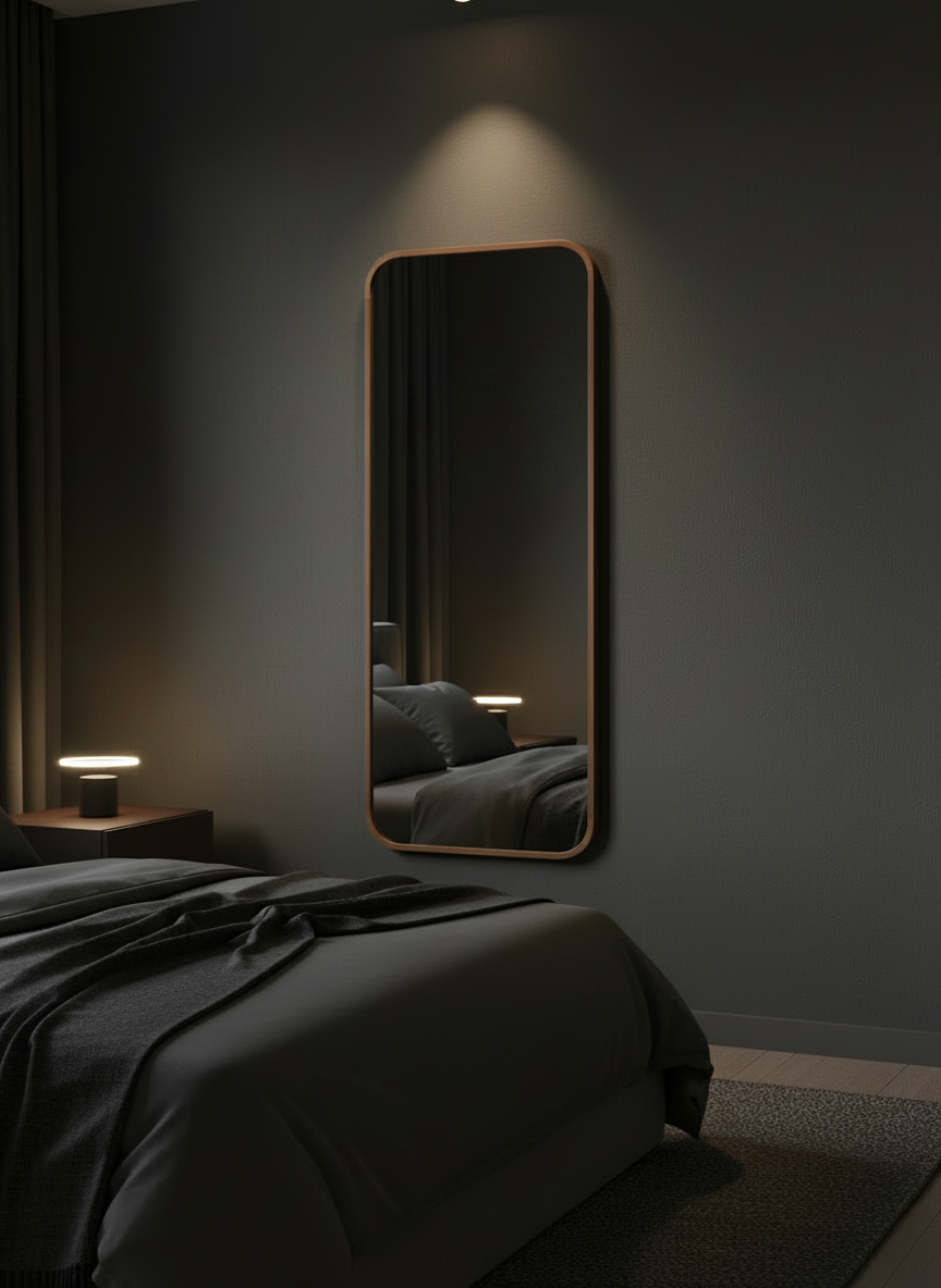 Teak wood recto full length mirror