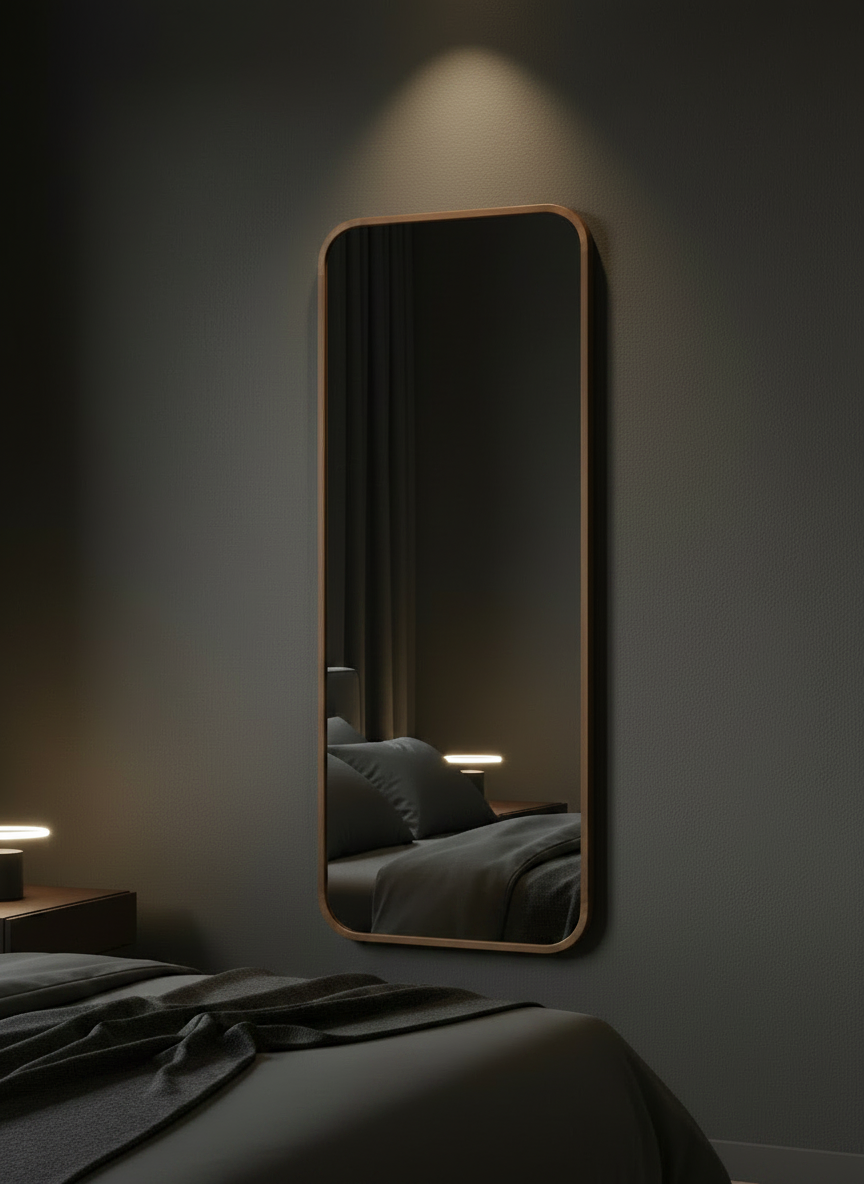 Teak wood recto full length mirror
