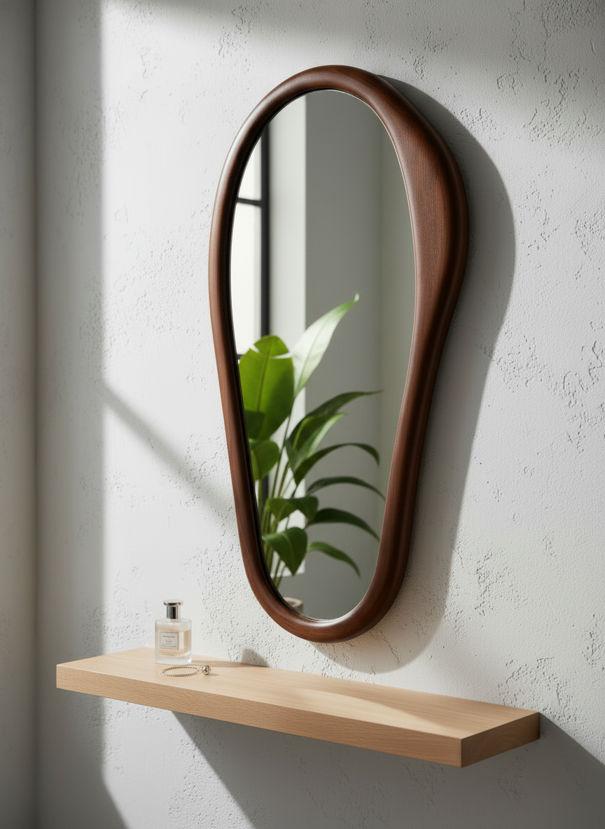 Treco brown organic shape mirror
