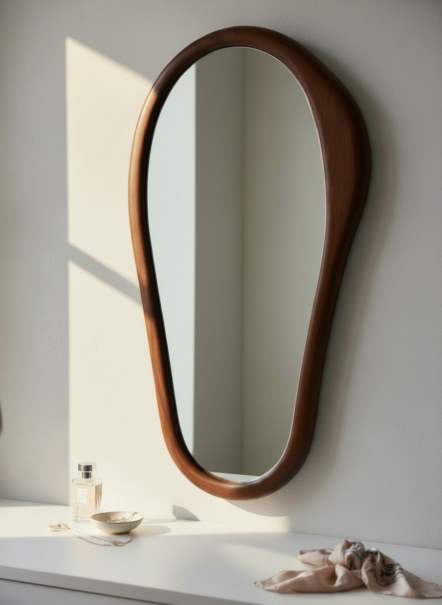 Treco brown organic shape mirror