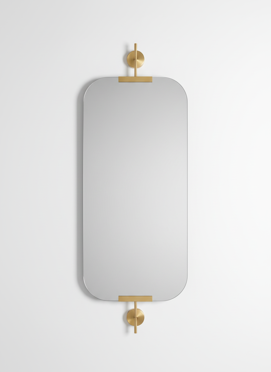 Rihold gold bathroom mirror with light