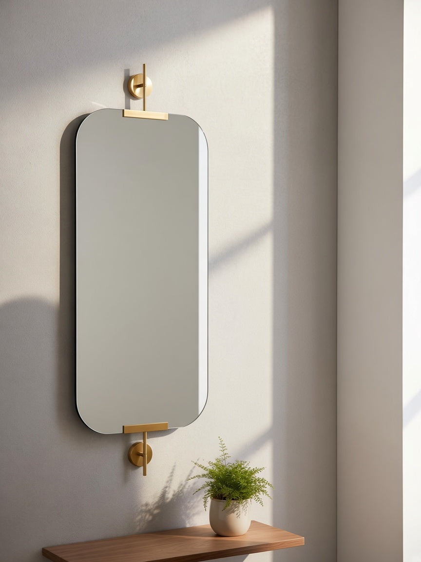 Rihold gold bathroom mirror with light