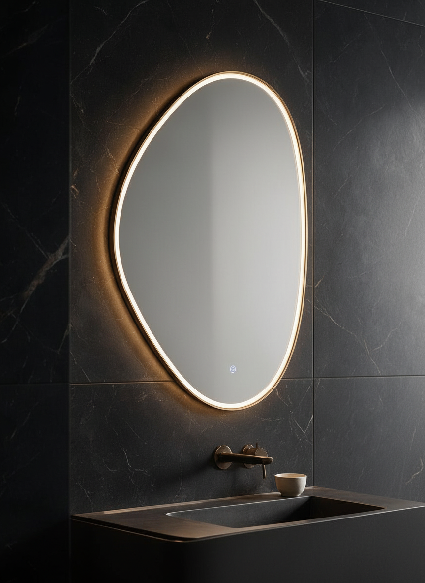 Stone gold front-lit led mirror