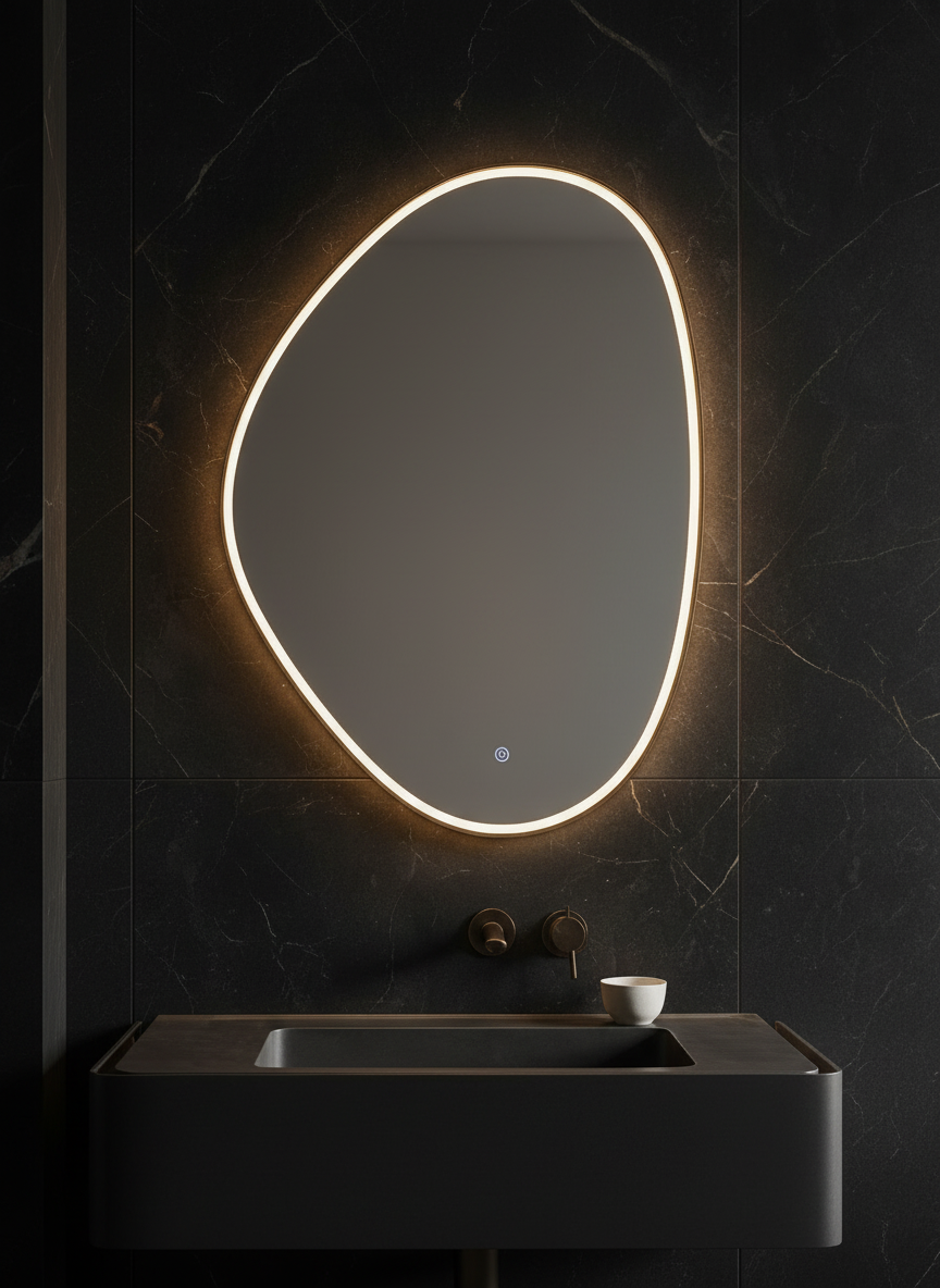 Stone gold front-lit led mirror