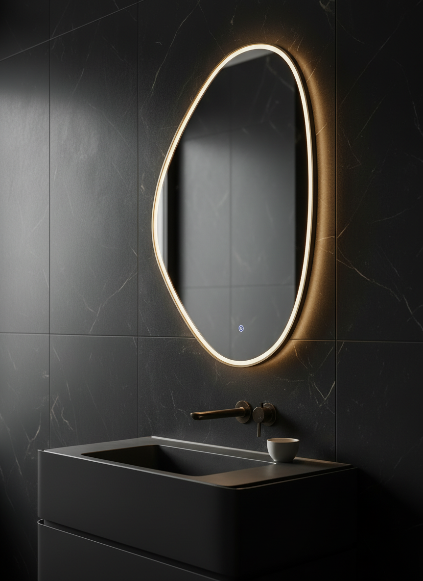 Stone gold front-lit led mirror