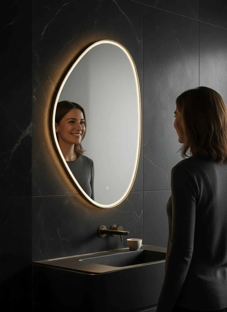 Stone gold front-lit led mirror