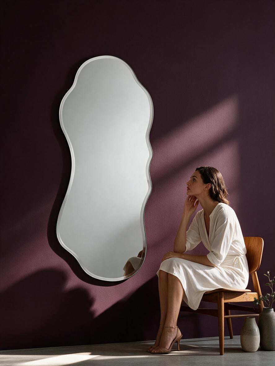 Organic long beveled mirror