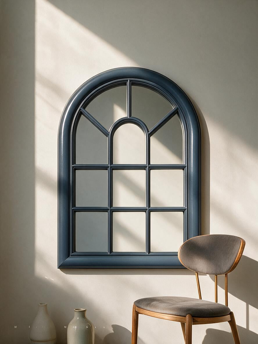 Grey Arched Window-Style DC Mirror