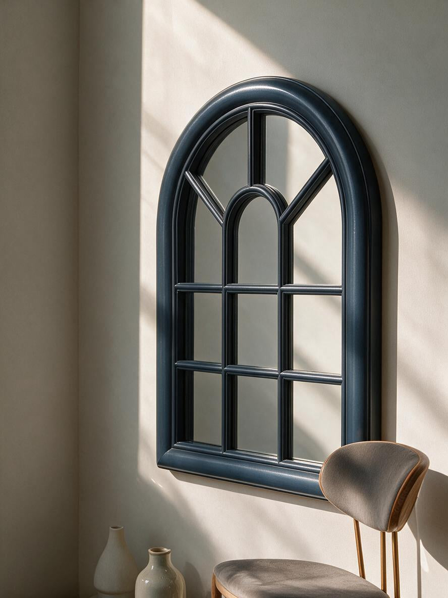 Grey Arched Window-Style DC Mirror