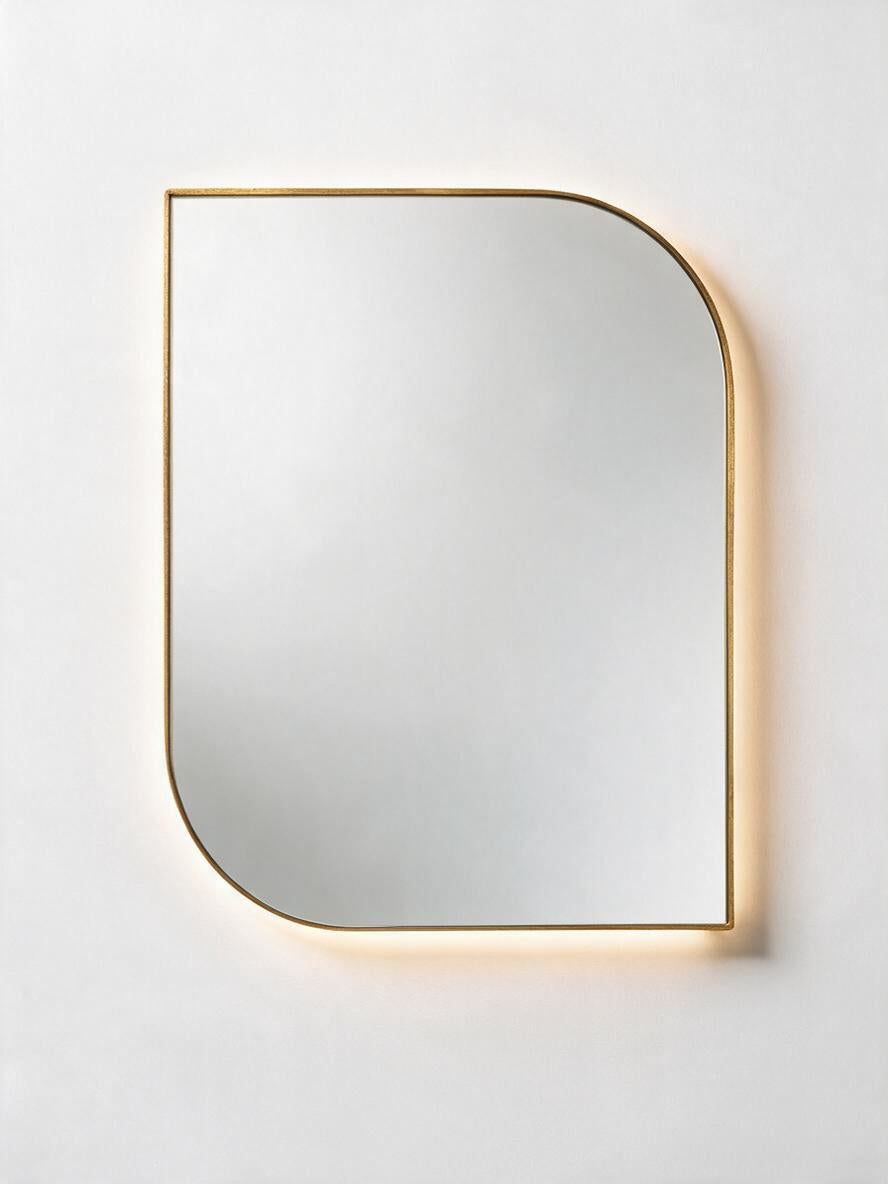 Dual Curvy gold backlit mirror