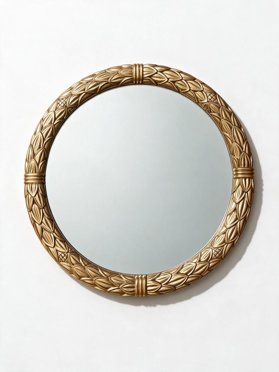 Ornate Round Metallic Gold DC Mirror