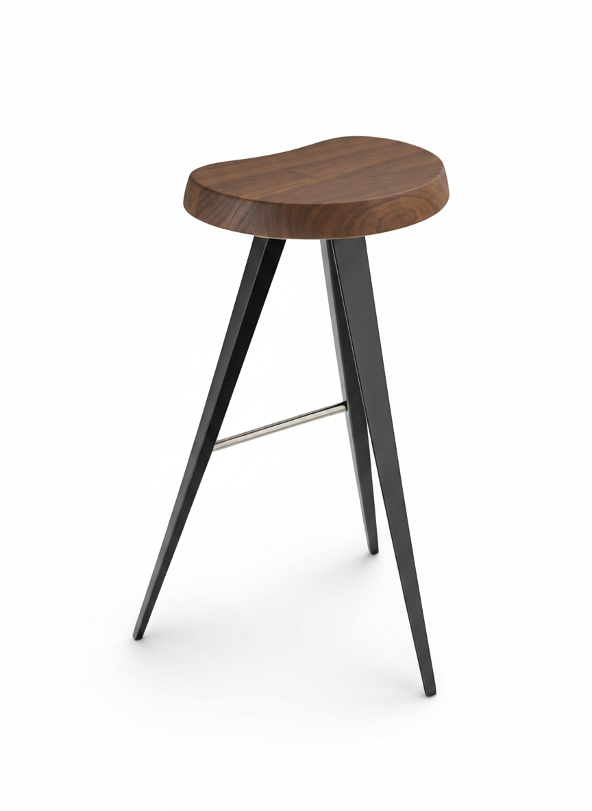 Moddy Wooden Bar Stool with Metal Legs
