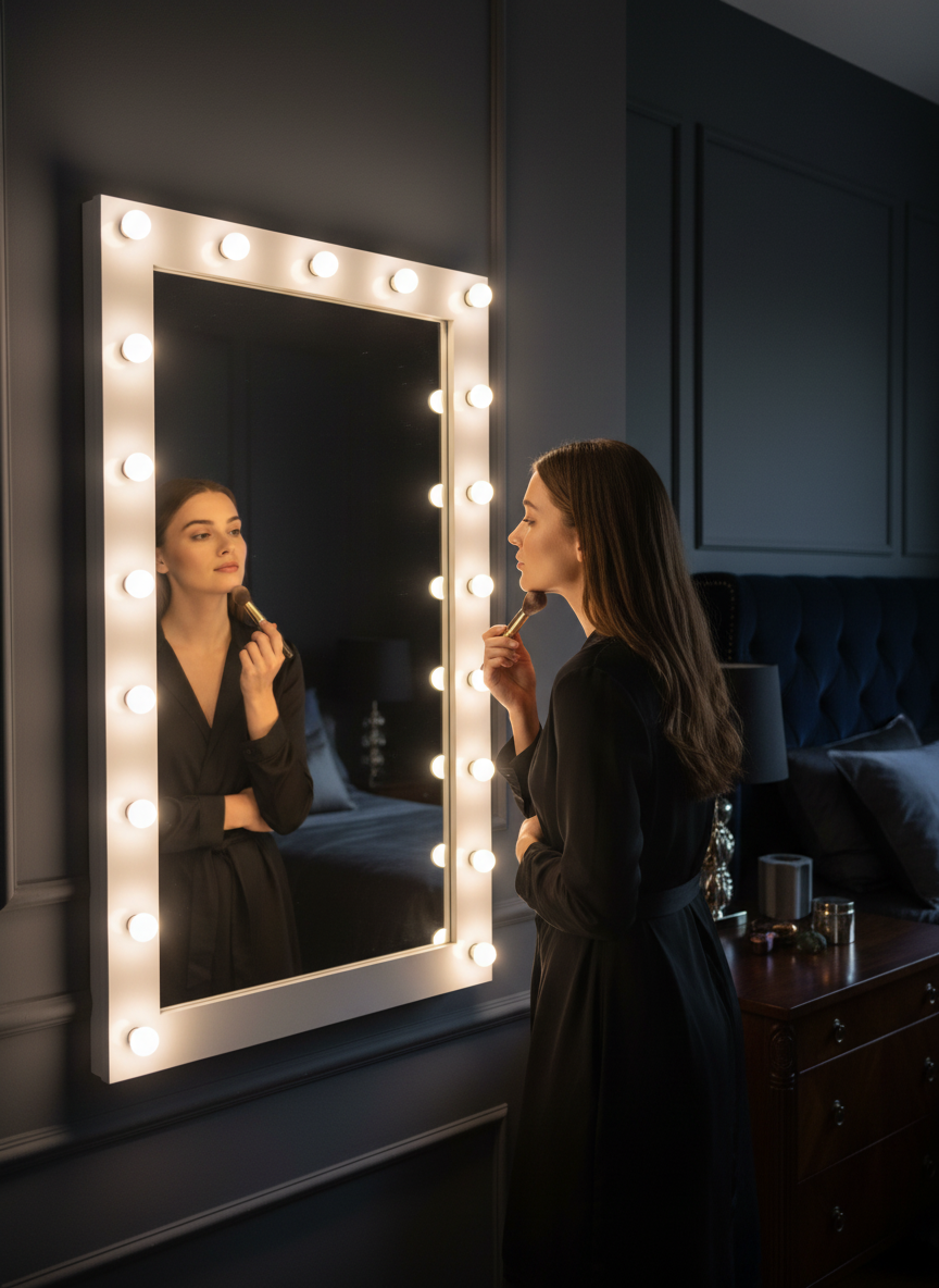 F1-size hollywood makeup mirror