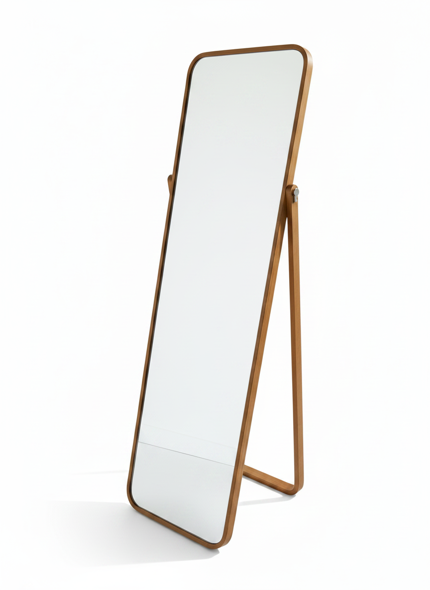 Oak Wood Floor Mirror