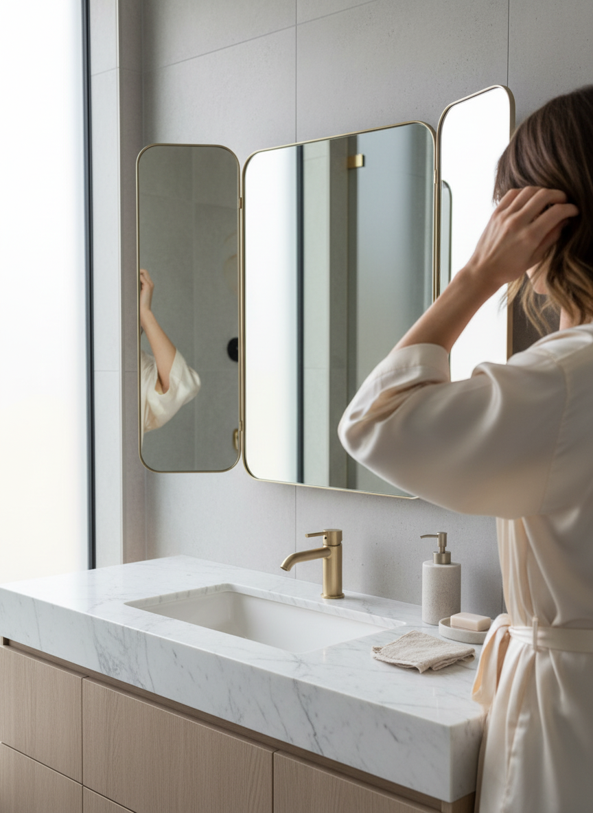 Zigger moveable bathroom mirror