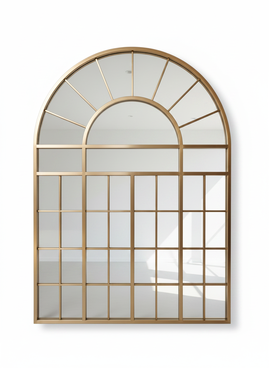 Gold U4 arch window style mirror