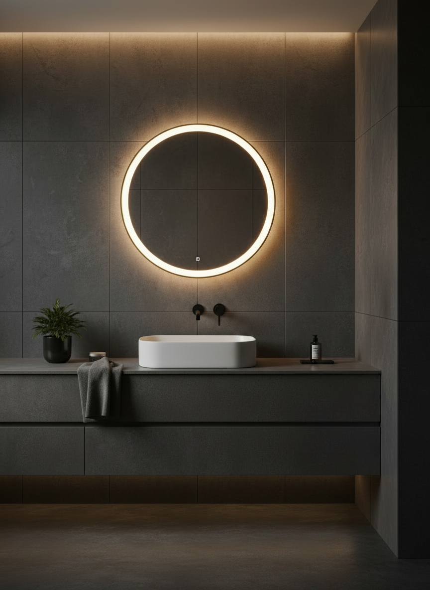 Brass PVD Round Frontlit Mirror