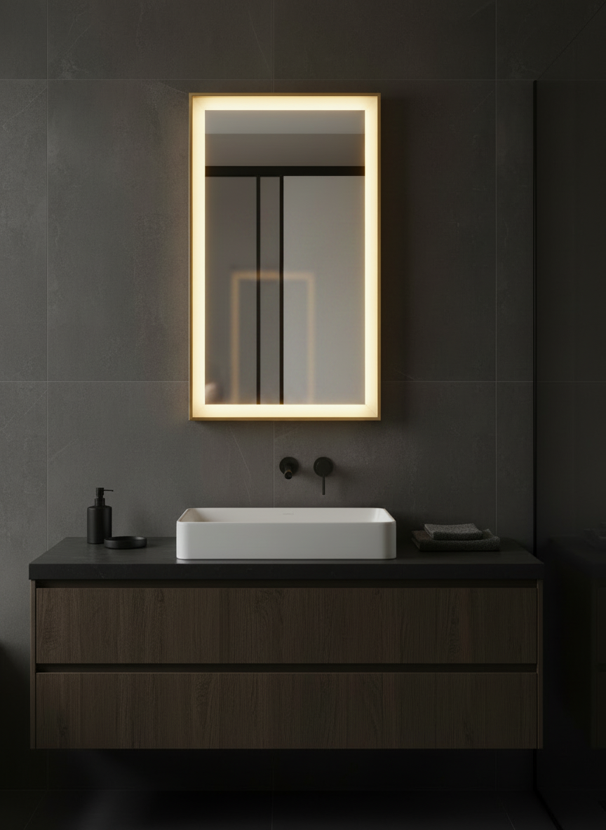 Recdec gold led mirror for bathroom
