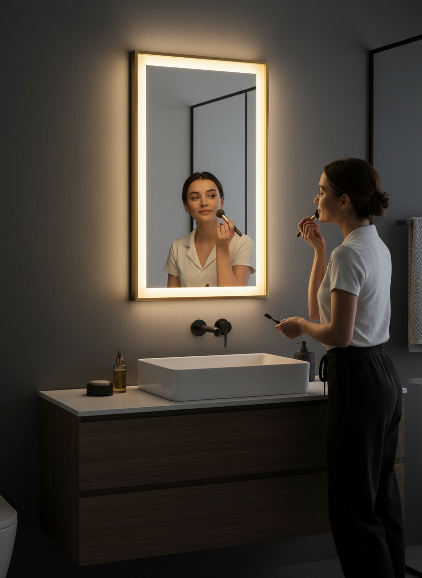 Recdec gold led mirror for bathroom