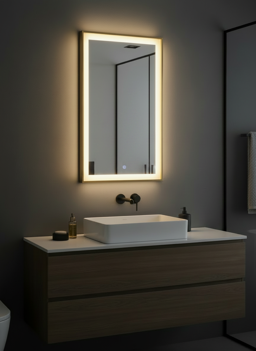 Recdec gold led mirror for bathroom