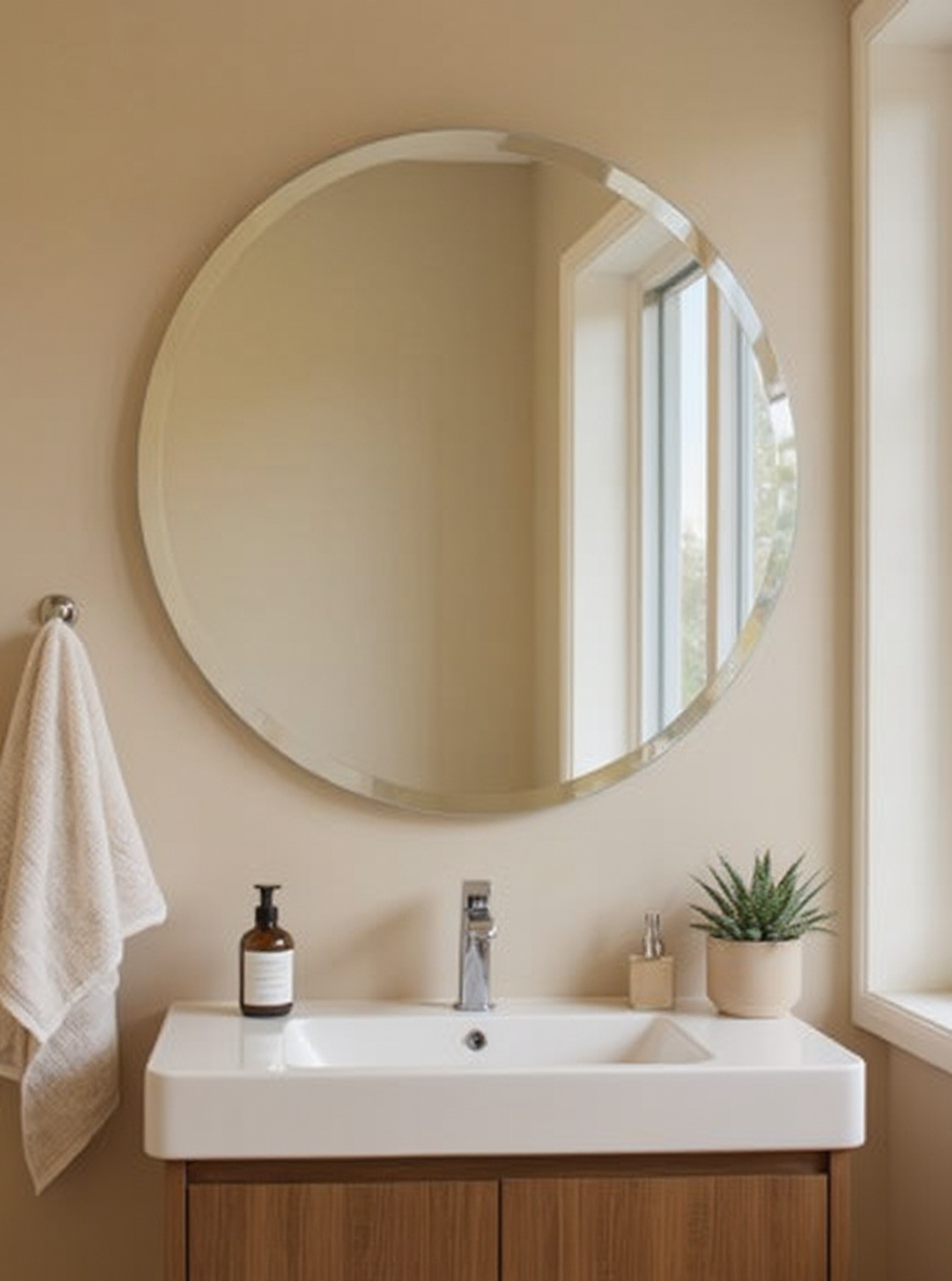 Beveled Round Mirror