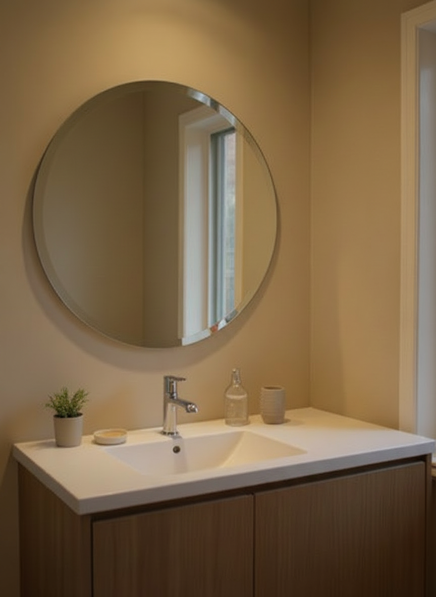 Beveled Round Mirror