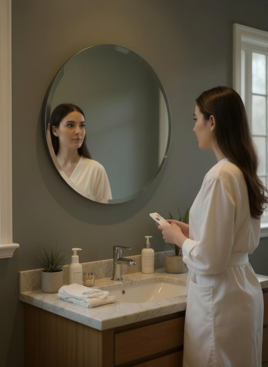 Beveled Round Mirror